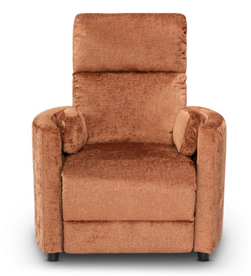Manual Recliner Chair in Orange Chenille Fabric