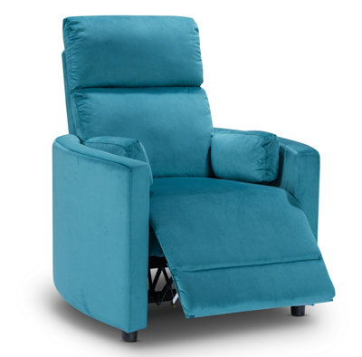 Manual Recliner Chair in Teal Velvet Fabric