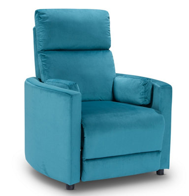 Manual Recliner Chair in Teal Velvet Fabric