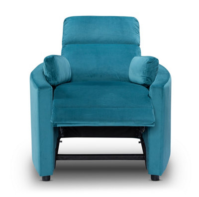 Manual Recliner Chair in Teal Velvet Fabric