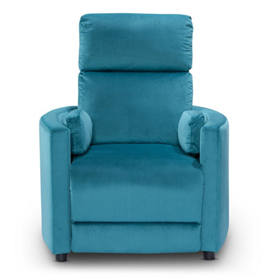 Manual Recliner Chair in Teal Velvet Fabric
