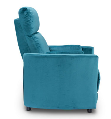 Manual Recliner Chair in Teal Velvet Fabric