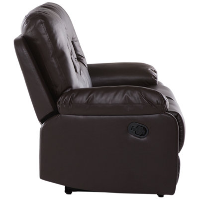 Manual Recliner Sofa 2 Seater BERGEN Faux Leather Brown