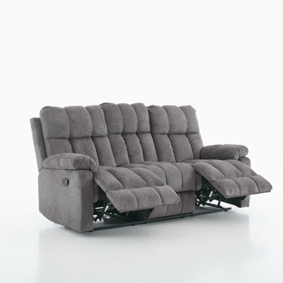 Manual Recliner Sofa, 3 Seater Fabric Upholstery Recliner Sofa