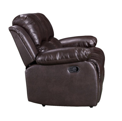 Manual Recliner Sofa in Brown Faux Leather 2 Seater Sofa