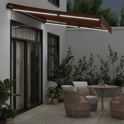 MANUAL RETRACTABLE AWNING SUN SHADE CANOPY FOR PATIO GARDEN