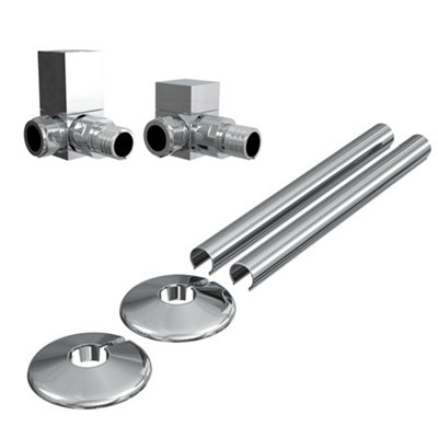 Manual Square Corner Radiator Valves with Pipe Covers & Collars Set ...
