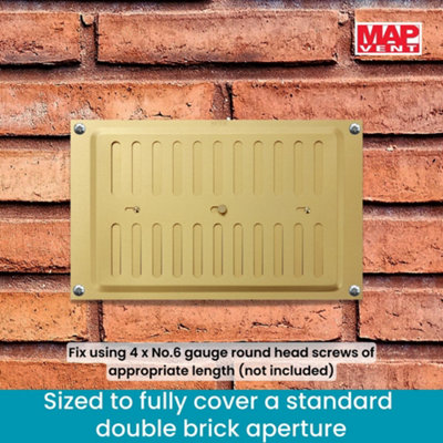 MAP Aluminium Adjustable Air Vent 9" x 6", Double Brick Hit & Miss Grille Cover (229mm x 152mm), Gold