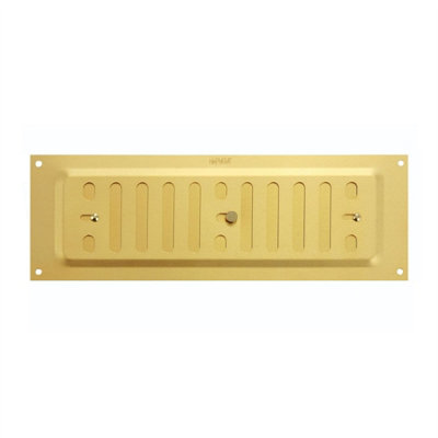 Map Aluminium Adjustable Air Vent for Openings 9" x 3" (229 x 76mm), Single Brick Hit & Miss Ventilation Metal Slide Cover, Gold
