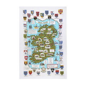 Map & Crests of Ireland Irish Heritage 100% Cotton Tea Towel