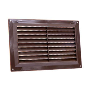 Map Louvre Air Vent Cover Brown with Fixed Flyscreen 9x6 (229mm x 152mm)