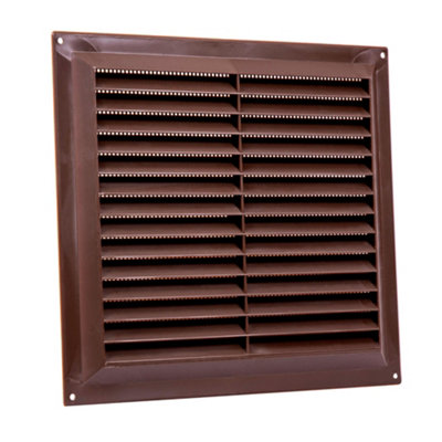 Map Louvre Air Vent Cover Brown with Fixed Flyscreen 9x9 (229mm x 229mm)