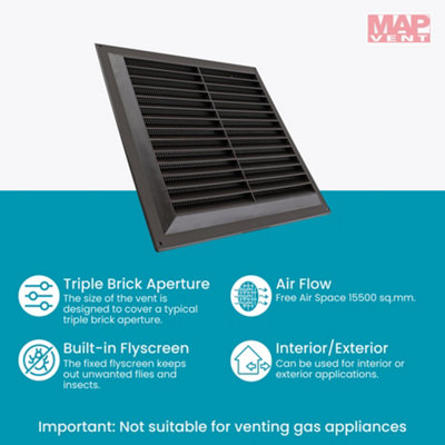 Map Louvre Air Vent Cover with Fixed Flyscreen for Openings 9