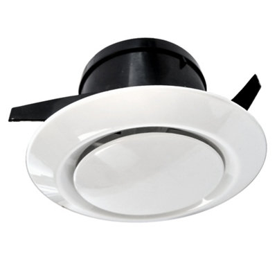 Map Round Vent Ceiling Diffuser Vent 100mm (4 inch), Adjustable Fan Pipe Air Extract Ventilation White ABS Plastic