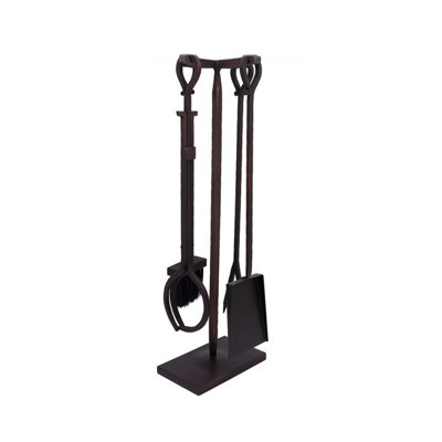 Maple Fireside Companion Set Iron Black Traditional Black Tool Stand Tongs Poker - 3
