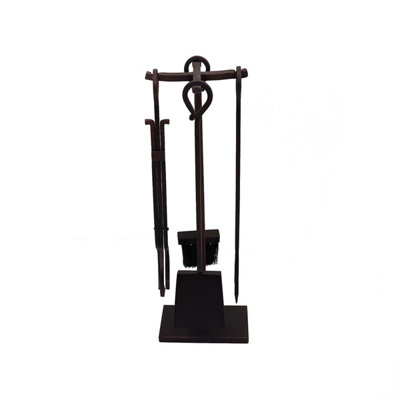 Maple Fireside Companion Set Iron Black Traditional Black Tool Stand Tongs Poker - 4