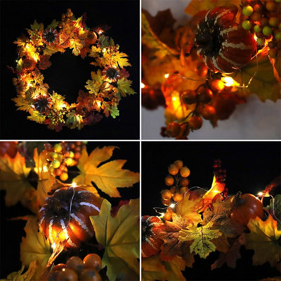 Maple Leaves Fall Door Wreath Harvest Festival Decorations 50 cm