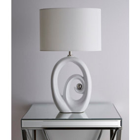 Mara 52cm White Ceramic Table Lamp With Matching White Shade