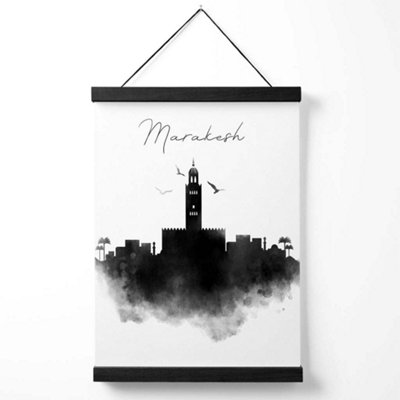 Marakesh Watercolour Skyline City Medium Poster with Black Hanger