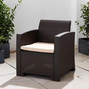 Marbella 2-Seater Rattan Armchair Furniture Set with Coffee Table - Brown
