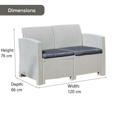 Marbella 2-Seater Rattan Effect Sofa in Grey with Cushions - 4