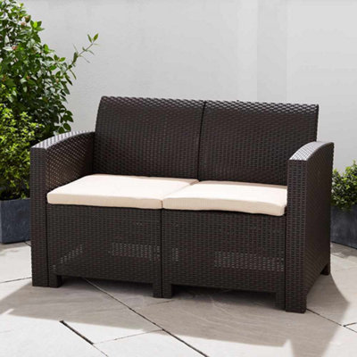 Marbella 2 Seater Rattan Sofa - Brown