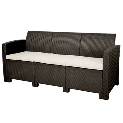 3 seater deals rattan sofa brown