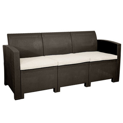 Marbella 3 Seater Rattan Sofa - Brown - 3