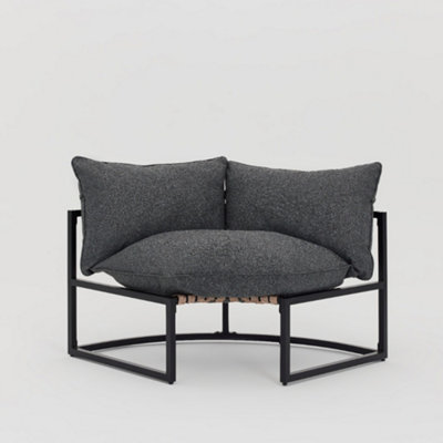 Marbella Black Garden Corner Set with Grey Cushions - 3