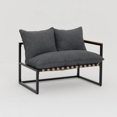 Marbella Black Garden Corner Set with Grey Cushions - 4