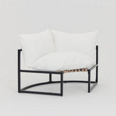 Marbella Black Garden Corner Set with Ivory Cushions - 4