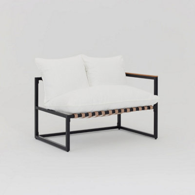 Marbella Black Garden Corner Set with Ivory Cushions - 5