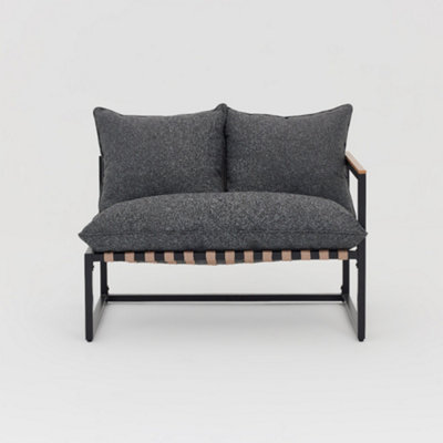 Marbella Black Garden Lounge Set with Grey Cushions - 4