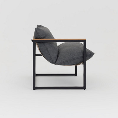 Marbella Black Garden Lounge Set with Grey Cushions - 5