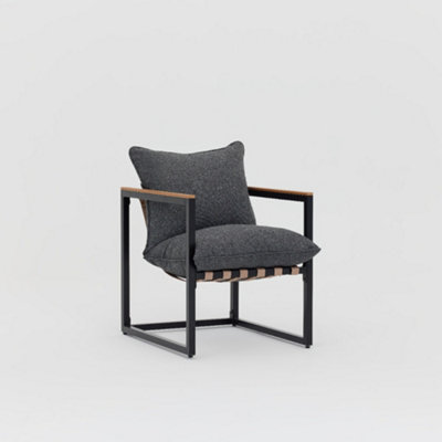Marbella Black Garden Lounge Set with Grey Cushions - 7