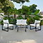 Marbella Black Garden Lounge Set with Ivory Cushions