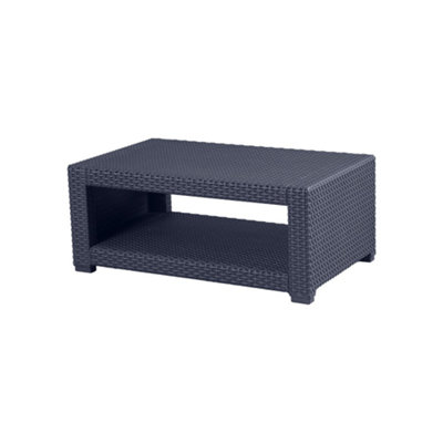 Marbella Rattan Effect Coffee Table Graphite DIY at B&Q