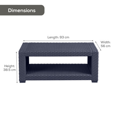 Marbella Rattan Effect Coffee Table - Graphite - 5