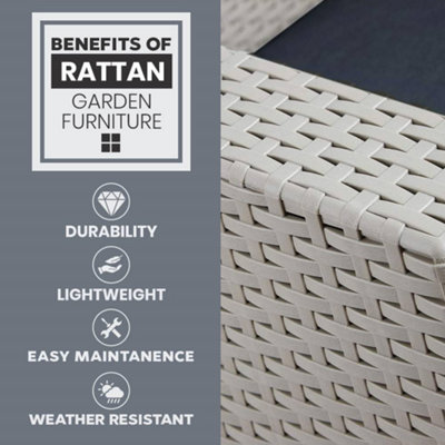 Marbella Rattan Effect Garden Armchair in Light Grey with Grey Cushion - 5