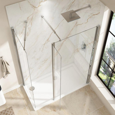 Marbella Walk in Wet Room Shower Enclosure with Stone Tray 1100 x 700mm ...