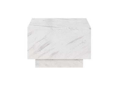 Marble Coffee Table White Marble Effect Lift Top Storage Square Side Table Moon