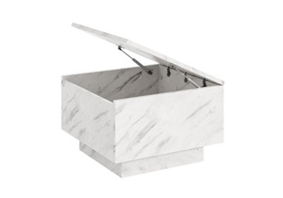 Marble Coffee Table White Marble Effect Lift Top Storage Square Side Table Moon