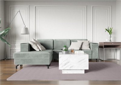 Marble Coffee Table White Marble Effect Lift Top Storage Square Side Table Moon