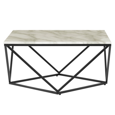 Marble Effect Coffee Table Beige and Black MALIBU