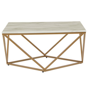 Marble Effect Coffee Table Beige and Gold MALIBU