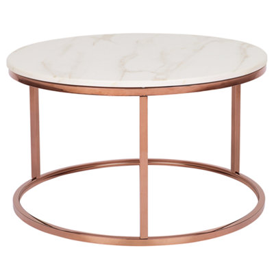 Marble Effect Coffee Table Beige with Copper CORAL | DIY at B&Q