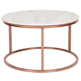 Marble Effect Coffee Table Beige with Copper CORAL