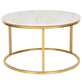 Marble Effect Coffee Table Beige with Gold CORAL