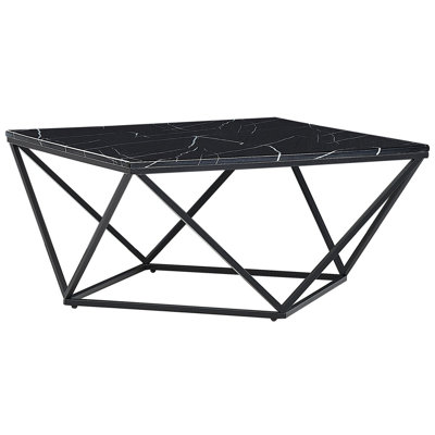 Marble Effect Coffee Table Black MALIBU