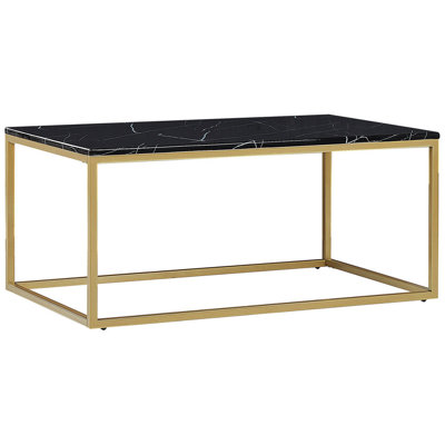 Marble Effect Coffee Table Black with Gold DELANO | DIY at B&Q